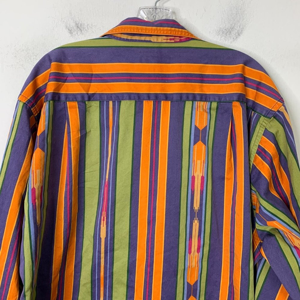 Nautica Vintage Multicolor Button Up Shirt Size XL Stripes Southwestern - Picture 6 of 8
